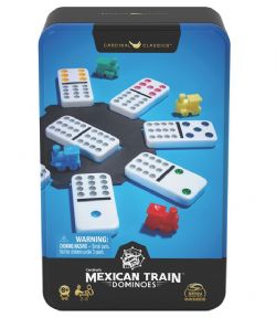 JEU DOMINO COULEUR DOUBLE 12 BOITE MÉTAL (TRAIN MEXICAIN) (AVEC DES POINTS DE COULEURS)